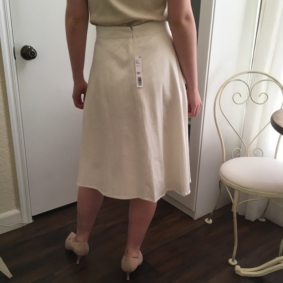 Antonio Melani Linen Blend A Line White Skirt - Picture 2 of 8